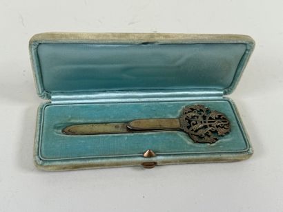 Openwork silver trinket tongs with foliate...