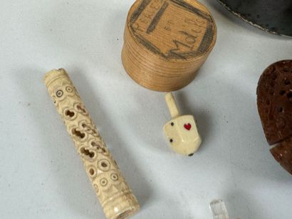 Lot of display items including corozo eggs...