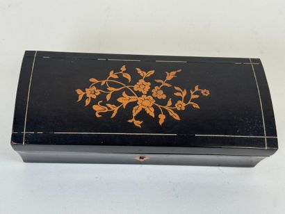 Small rectangular box in blackened wood and...