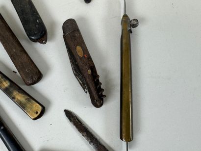 Small collection of ten knives in wood, horn...