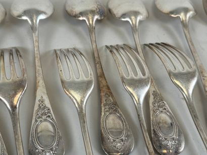CAILLAR BAYARD.
Set of six silver-plated...