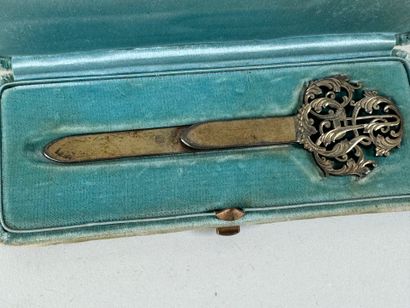 Openwork silver trinket tongs with foliate...