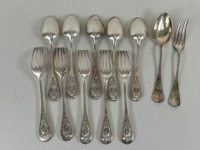 CAILLAR BAYARD.
Set of six silver-plated...