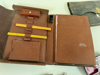 Set of two small bags, a case and two leather...