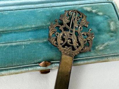 Openwork silver trinket tongs with foliate...