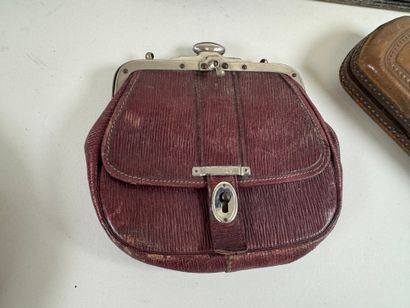 Set of two small bags, a case and two leather...