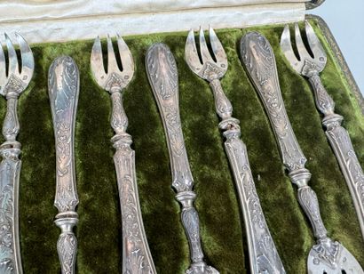 Set of twelve silver and silver-filled oyster...