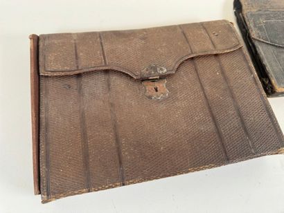 Set of two small bags, a case and two leather...