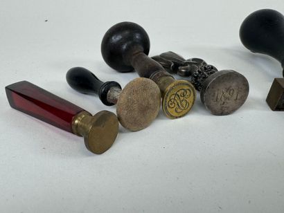 Collection of eleven turned wood and metal...