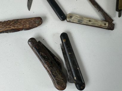 Small collection of ten knives in wood, horn...
