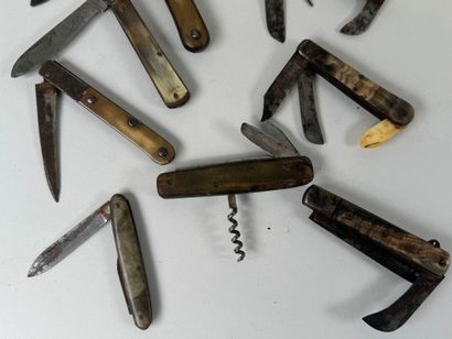 Small collection of nine small horn and metal...