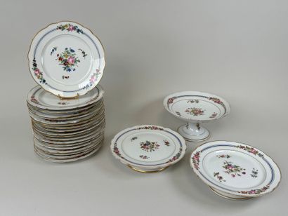 Part of a polychrome porcelain dessert service...