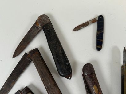 Small collection of ten knives in wood, horn...