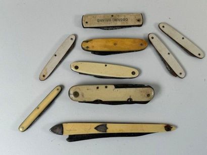 Small collection of synthetic ivory plate...