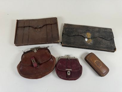 Set of two small bags, a case and two leather...