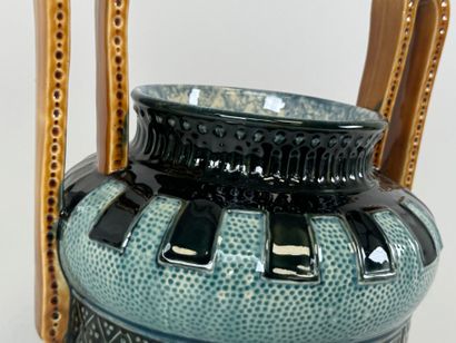 Large earthenware cache-pot or vase with...
