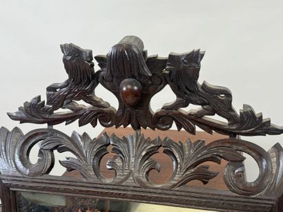 Moulded, carved and openworked wooden mirror...