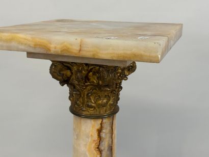 Onyx and bronze column, square base, column...