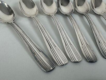 Twelve small spoons in silver-plated metal,...