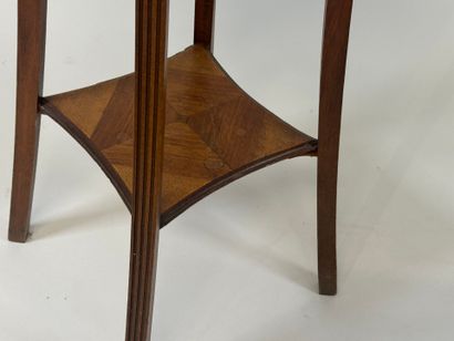 Small molded wood sellette, marble top, spacer...