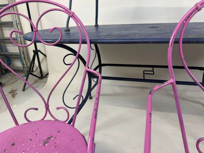 Painted metal garden furniture set comprising...
