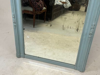 Painted and carved wood overmantel mirror...