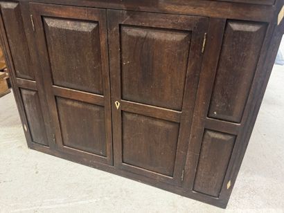 Sloping desk in molded wood and inlaid bone...