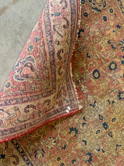 Hand-knotted wool rug decorated with foliate...