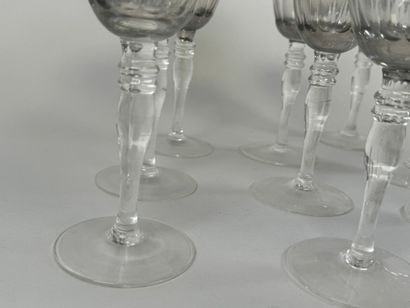 Series of ten faceted glass tasting glasses...
