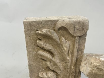 Two stone ornaments, one rectangular with...