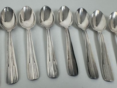 Twelve small spoons in silver-plated metal,...