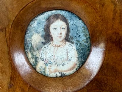 Pair of circular miniatures on ivory decorated...