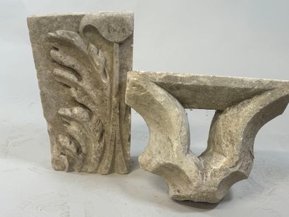 Two stone ornaments, one rectangular with...