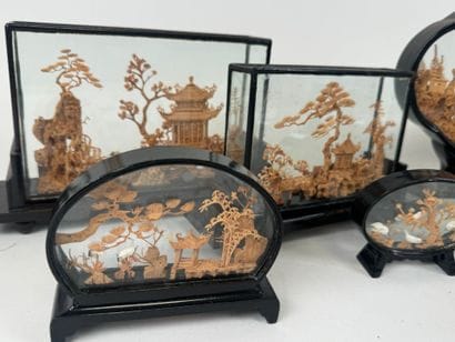 ASIA, 20th century.
Set of eleven cut cork...