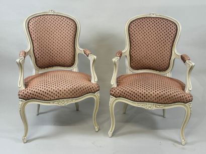 Pair of cabriolet armchairs in lacquered...