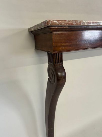 Large rectangular console in molded and carved...