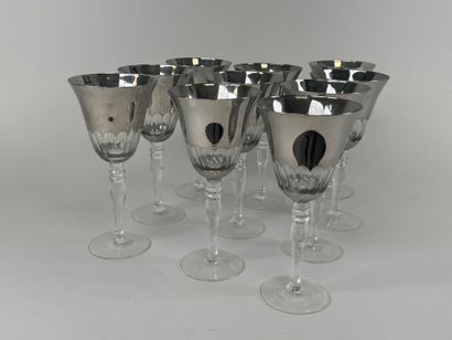 Series of ten faceted glass tasting glasses...
