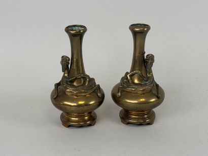 ASIA, 20th century.
Pair of bronze vases...
