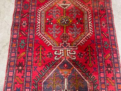 Large hand-knotted wool gallery decorated...