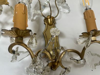 Six-light bronze chandelier with crystal...