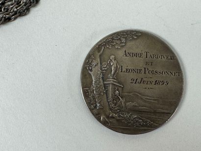 Oscar ROTY (1846-1911).
Silver wedding medal.
D....