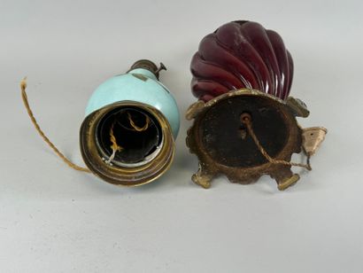 Two polychrome porcelain lamps decorated...