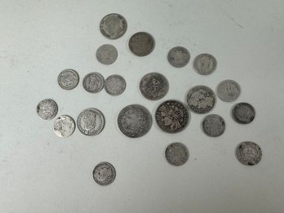 Lot of silver coins including 2 francs, 1...