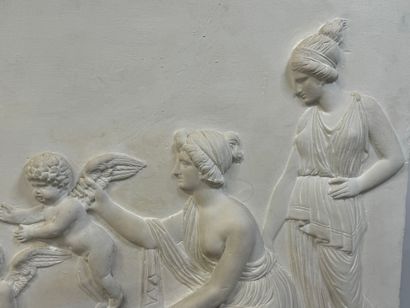 Large rectangular plaque in plaster decorated...