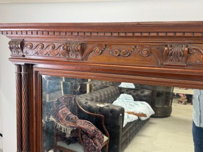 Large molded and carved wood mirror with...