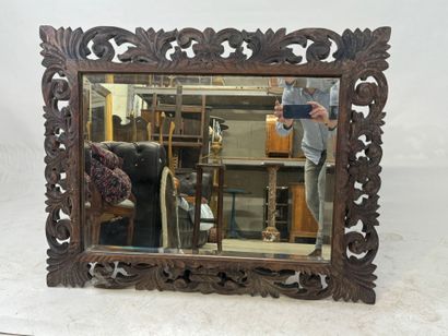 Rectangular mirror in molded, carved and...