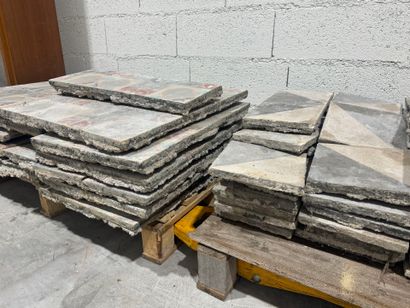 Large lot of polychrome cement tiles with...