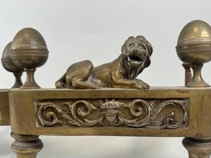 Pair of cast-iron and chased gilt bronze...