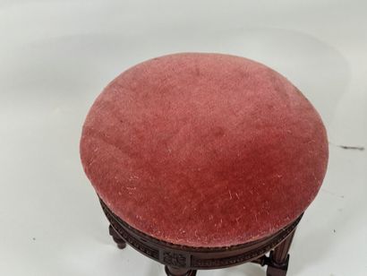 Circular piano stool in molded wood, screw...