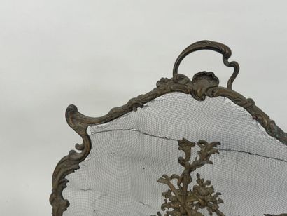 Fireback in patinated bronze with foliate...